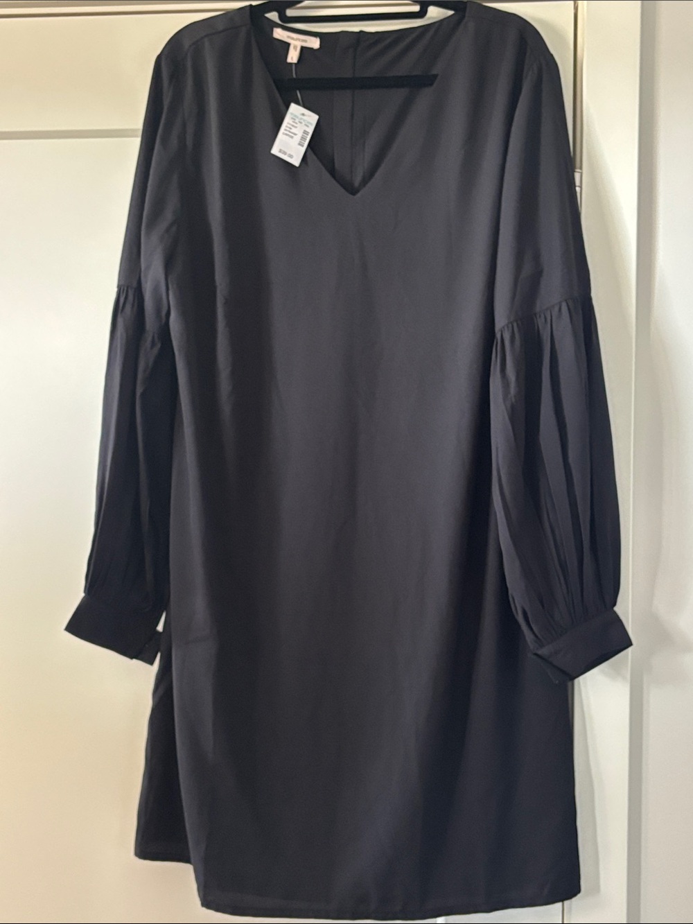 Maurices Black Long Sleeve V-Neck Balloon Sleeve Dress